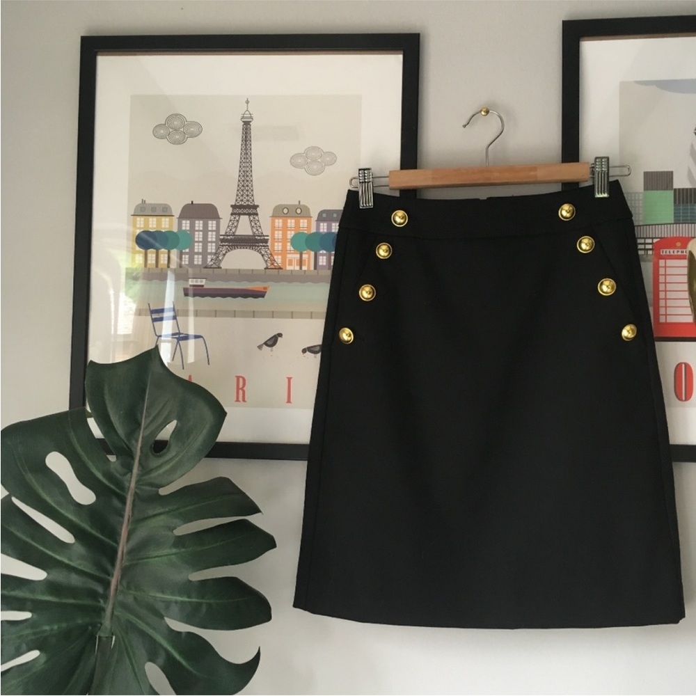 LOFT • A-Line Skirt with Gold Buttons